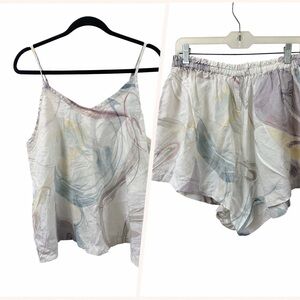 Athleta Abstract Multicolor Camisole and shorts set.